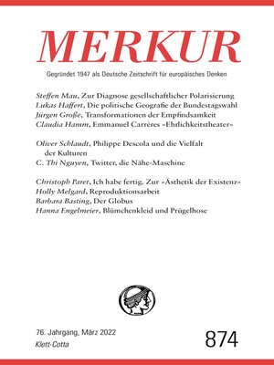 cover image of MERKUR Gegründet 1947 als Deutsche Zeitschrift für europäisches Denken--3/2022